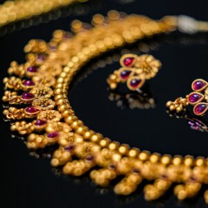 Beaded Statement Necklace — Gold & Amethyst