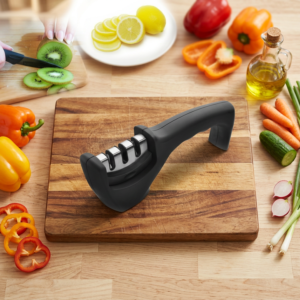 3-Stage Manual Knife Sharpener – Tungsten, Diamond & Ceramic