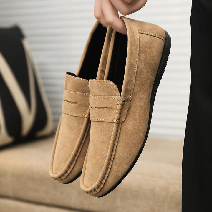 Men's Suede Penny Loafers – Slip-On Casual Driving Shoes - Image 4