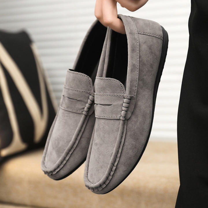 Men's Suede Penny Loafers – Slip-On Casual Driving Shoes - Image 3
