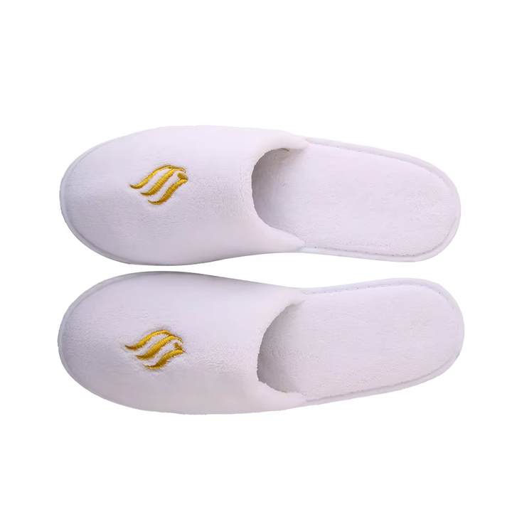 Coral Fleece Hotel Spa Slippers – Closed-Toe, Non-Slip EVA Sole (Pack of 5 Pairs) - Image 4