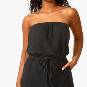 Swimsuit Cover Up Terry Cloth Strapless Dress Drawstring with Pockets