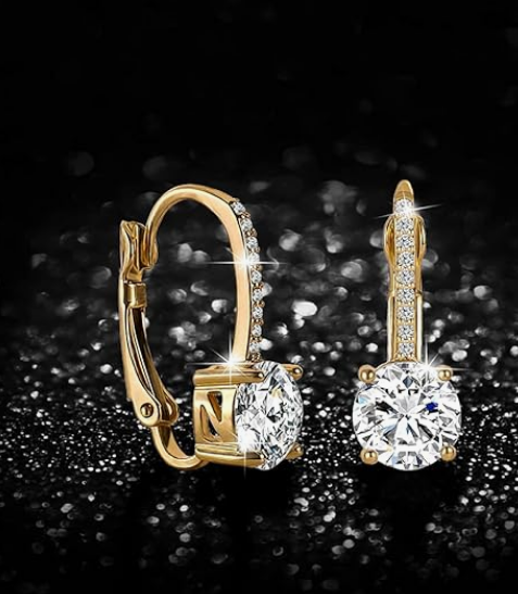 Ladies 1 Carat Diamond Pendant Earrings 18K Gold Plated Cubic - Image 3