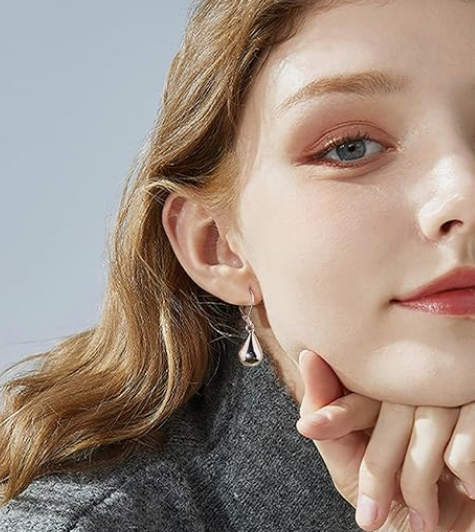Sterling Silver Teardrop Leverback Earrings for Women Girls Waterdrop - Image 2